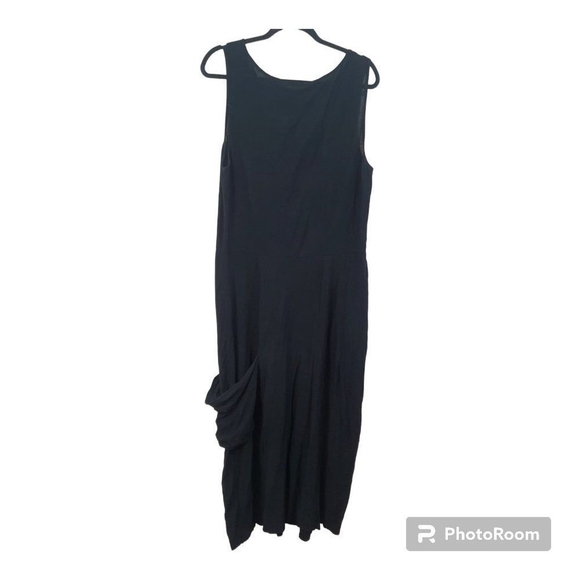 Eileen Fisher Maxi Dress Womens M Black Sleeveless Minimalist Italian Fa… - Picture 3 of 12